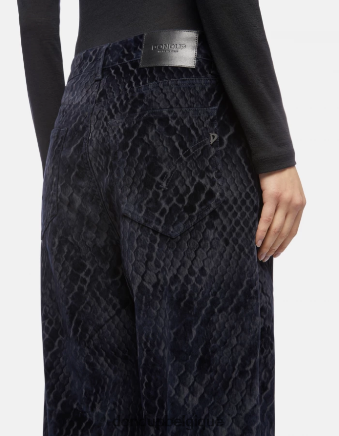 femmes vêtements DONDUP bleu jean ample en denim floqué nena 8826D0117