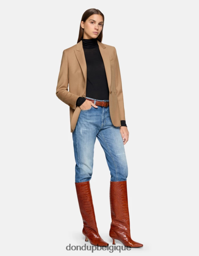 femmes vêtements DONDUP bleu jean ample en denim rigide koons 8826D093