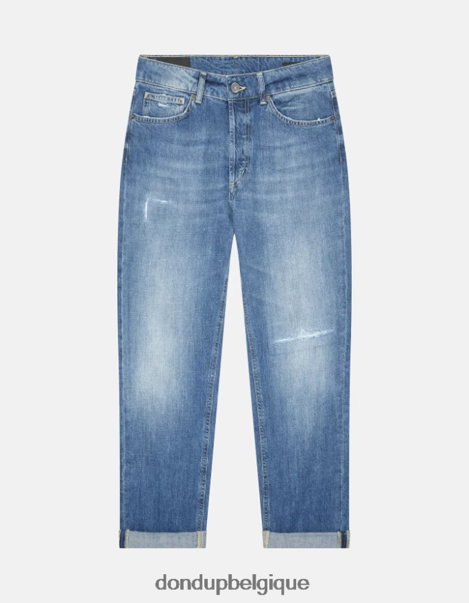 femmes vêtements DONDUP bleu jean ample en denim rigide koons 8826D093