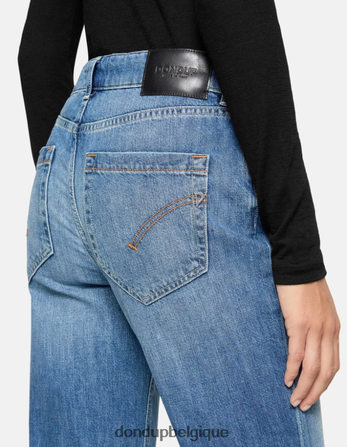 femmes vêtements DONDUP bleu jean ample en denim rigide koons 8826D093