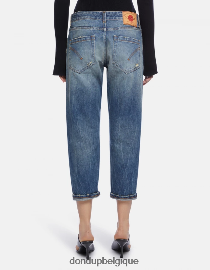 femmes vêtements DONDUP bleu jean ample en denim à lisière rigide koons 8826D0110