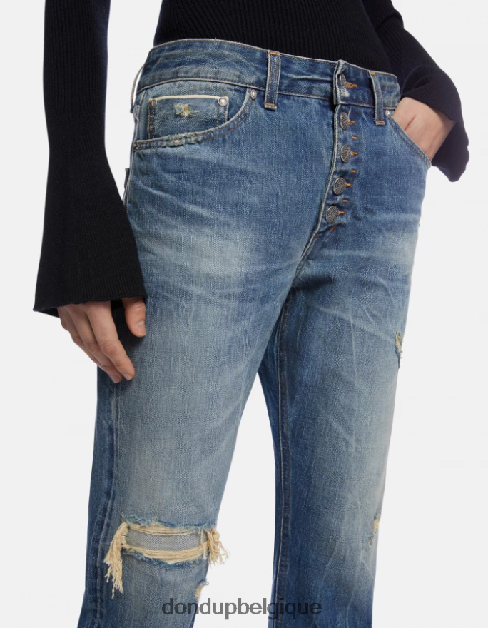 femmes vêtements DONDUP bleu jean ample en denim à lisière rigide koons 8826D0110