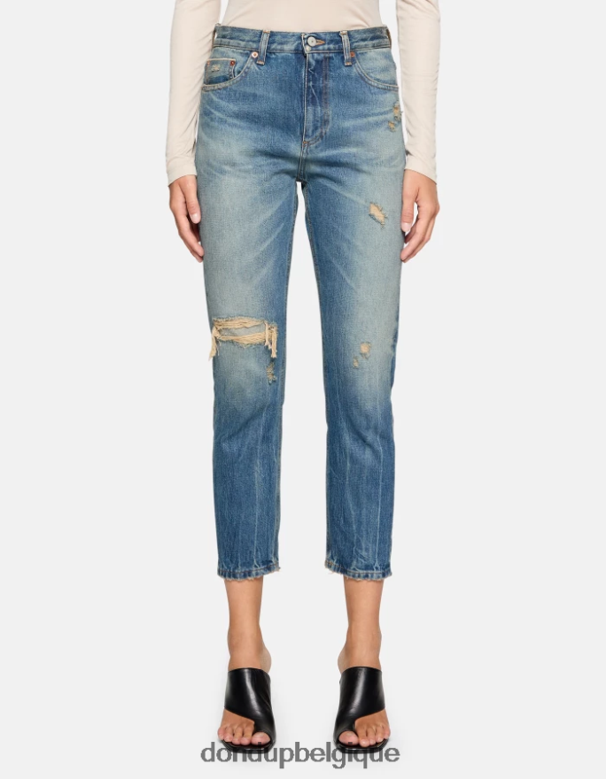 femmes vêtements DONDUP bleu jean coupe classique cindy en denim selvedge rigide 8826D030