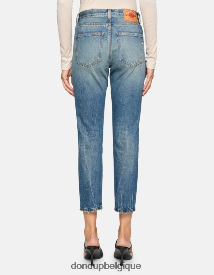 femmes vêtements DONDUP bleu jean coupe classique cindy en denim selvedge rigide 8826D030
