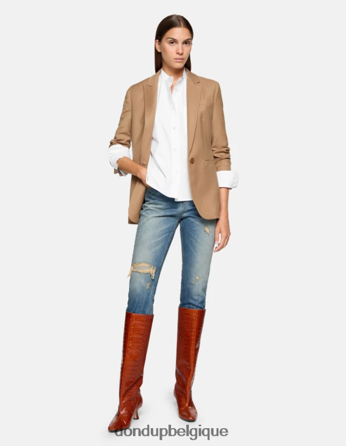 femmes vêtements DONDUP bleu jean coupe classique cindy en denim selvedge rigide 8826D030