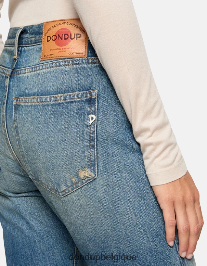 femmes vêtements DONDUP bleu jean coupe classique cindy en denim selvedge rigide 8826D030