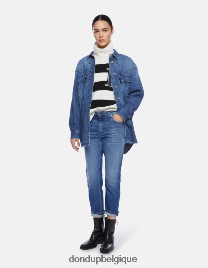 femmes vêtements DONDUP bleu jean coupe classique en denim stretch cindy 8826D061