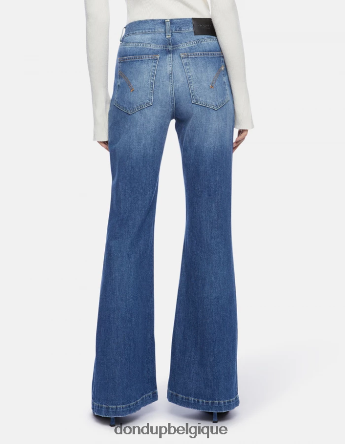 femmes vêtements DONDUP bleu jean en denim rigide coupe bootcut olivia 8826D094