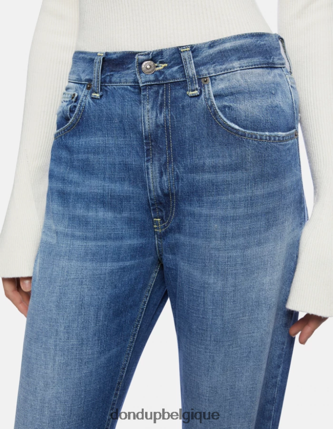 femmes vêtements DONDUP bleu jean en denim rigide coupe bootcut olivia 8826D094