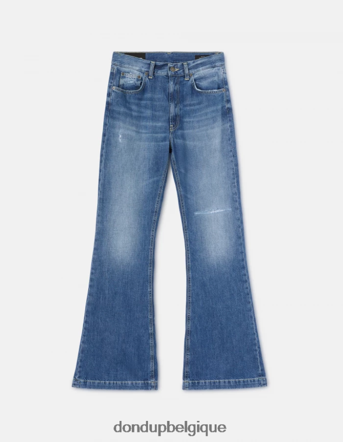 femmes vêtements DONDUP bleu jean en denim rigide coupe bootcut olivia 8826D094