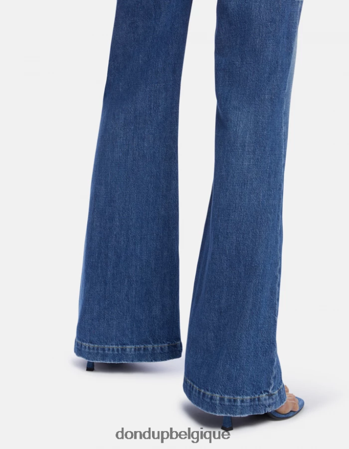 femmes vêtements DONDUP bleu jean en denim rigide coupe bootcut olivia 8826D094