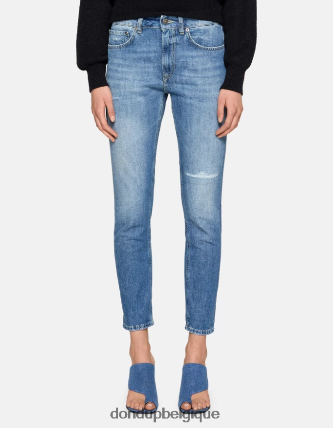 femmes vêtements DONDUP bleu jean en denim rigide coupe carotte mila 8826D047