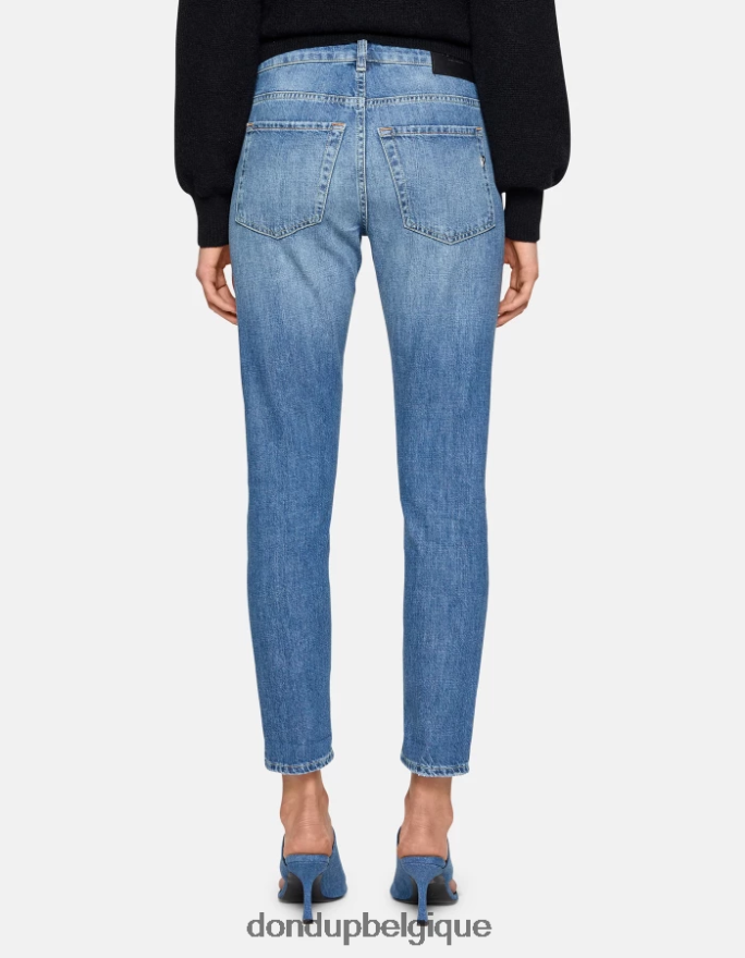femmes vêtements DONDUP bleu jean en denim rigide coupe carotte mila 8826D047