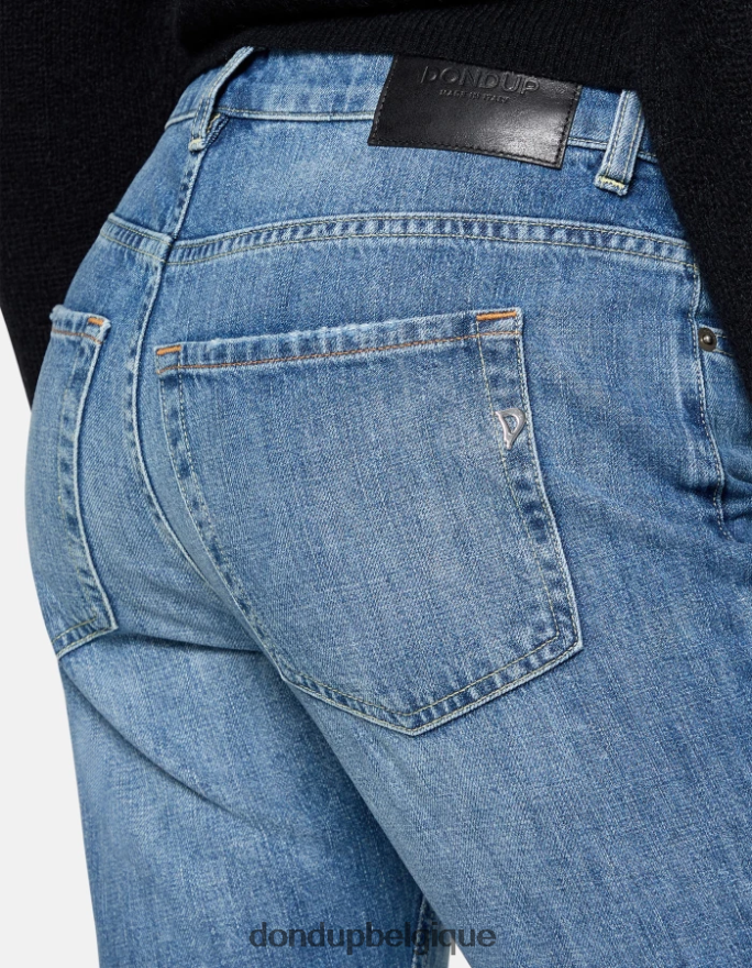 femmes vêtements DONDUP bleu jean en denim rigide coupe carotte mila 8826D047