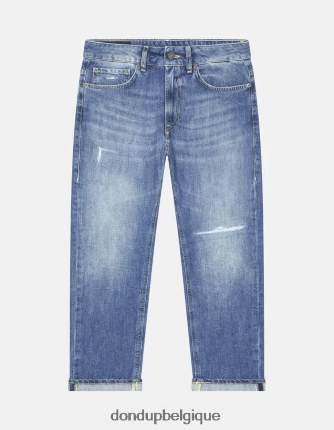 femmes vêtements DONDUP bleu jean en denim rigide coupe carotte mila 8826D047