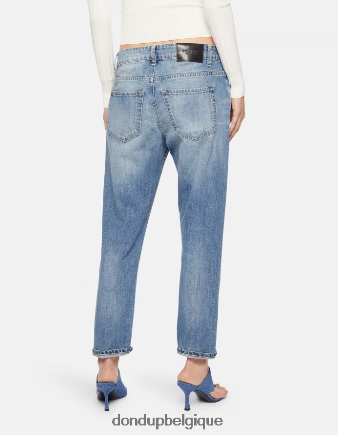 femmes vêtements DONDUP bleu jean en denim rigide coupe carotte mila 8826D087