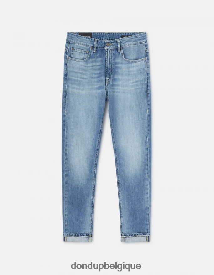 femmes vêtements DONDUP bleu jean en denim rigide coupe carotte mila 8826D087