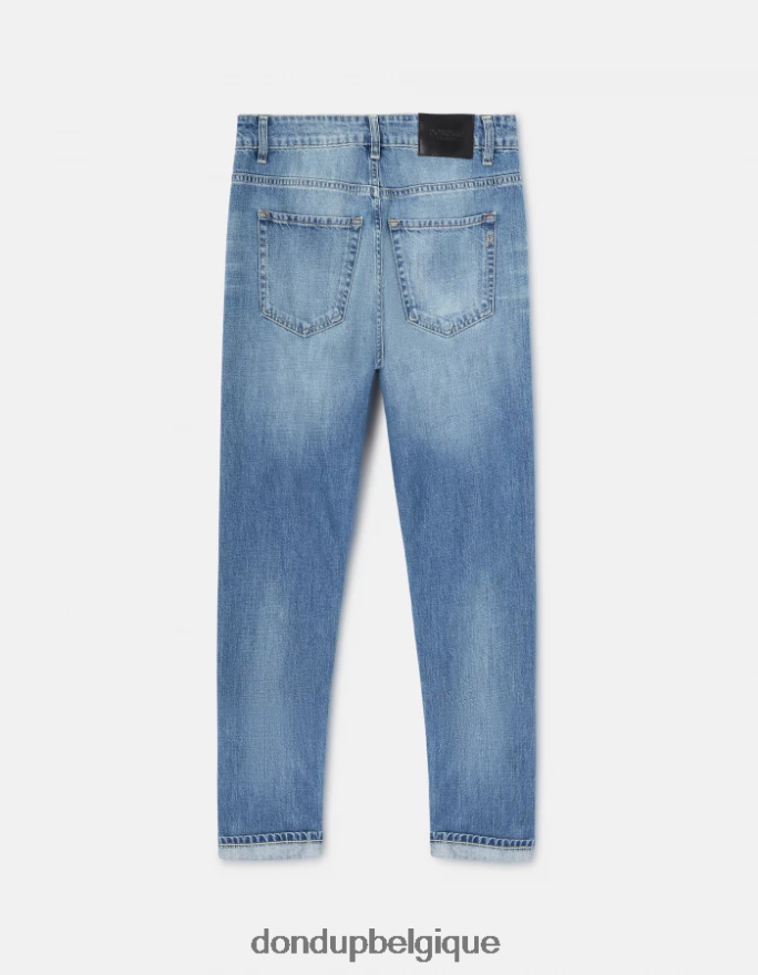 femmes vêtements DONDUP bleu jean en denim rigide coupe carotte mila 8826D087