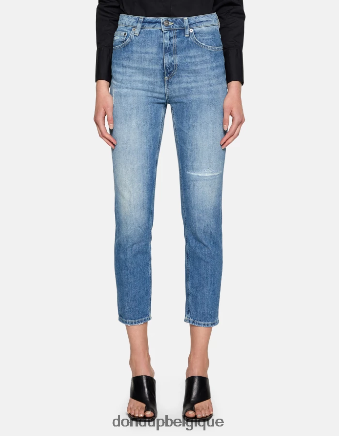 femmes vêtements DONDUP bleu jean en denim rigide coupe classique cindy 8826D020