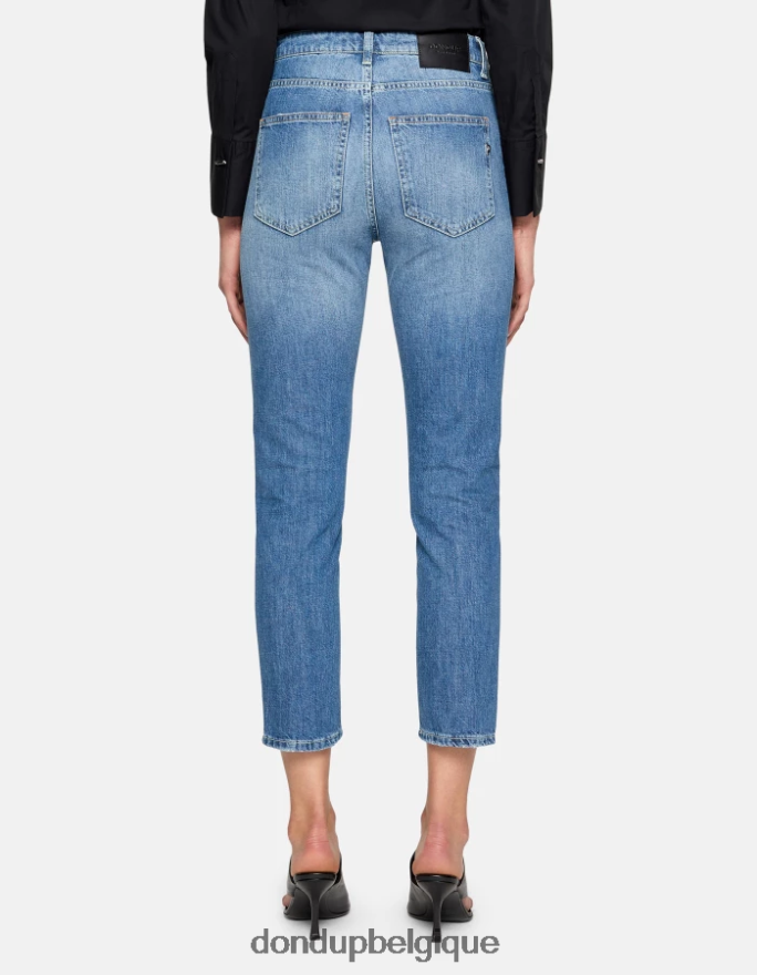 femmes vêtements DONDUP bleu jean en denim rigide coupe classique cindy 8826D020