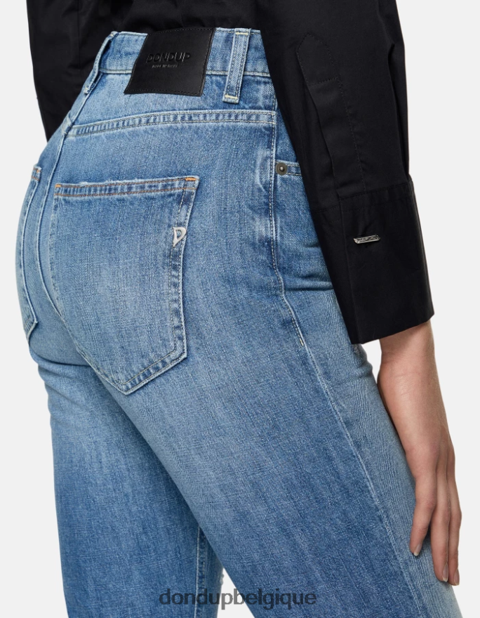 femmes vêtements DONDUP bleu jean en denim rigide coupe classique cindy 8826D020