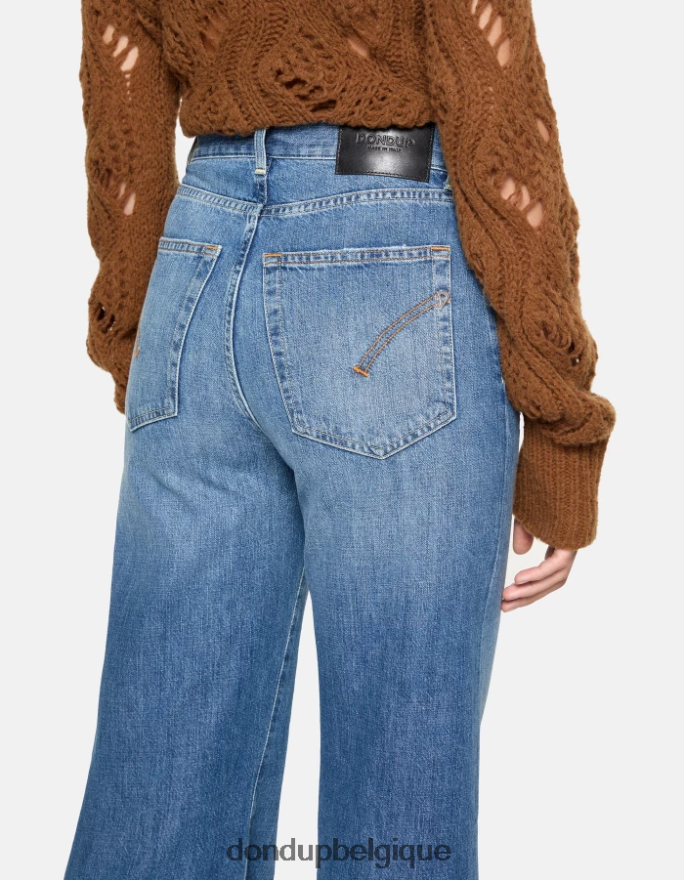 femmes vêtements DONDUP bleu jean large en denim rigide ambre 8826D069