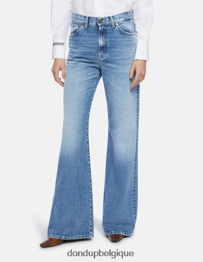 femmes vêtements DONDUP bleu jean large en denim rigide ambre 8826D096