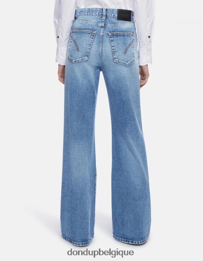 femmes vêtements DONDUP bleu jean large en denim rigide ambre 8826D096