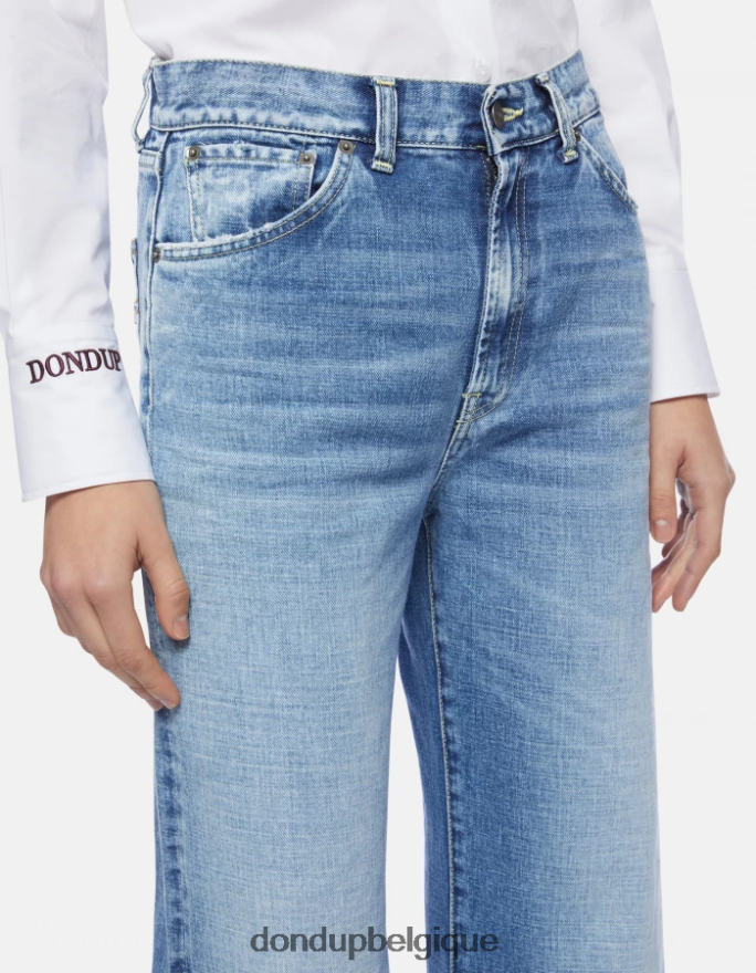femmes vêtements DONDUP bleu jean large en denim rigide ambre 8826D096