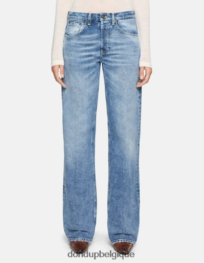 femmes vêtements DONDUP bleu jean large en denim rigide jacklyn 8826D081