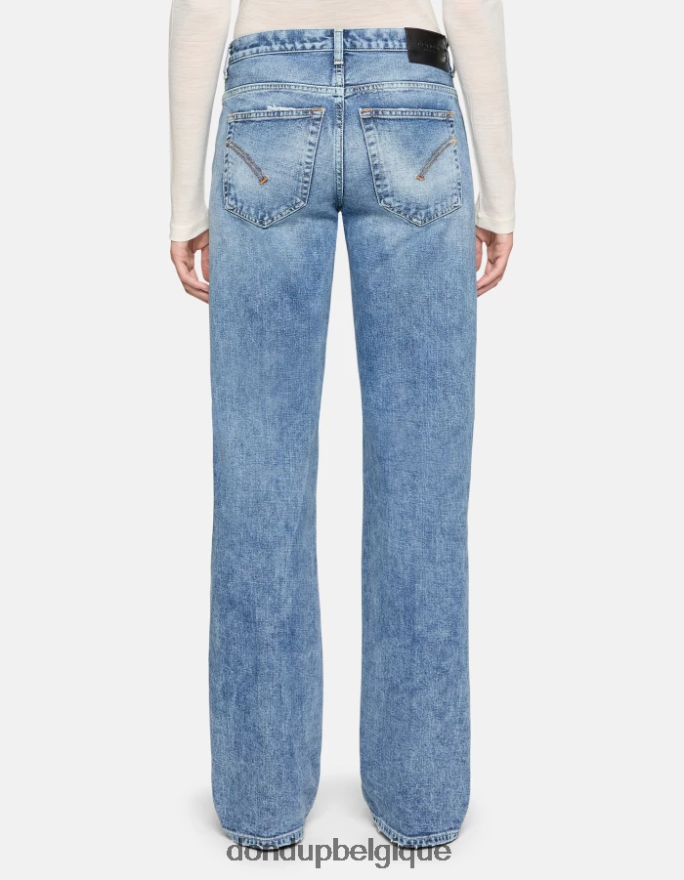 femmes vêtements DONDUP bleu jean large en denim rigide jacklyn 8826D081