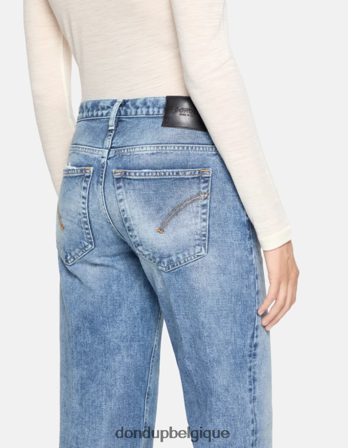 femmes vêtements DONDUP bleu jean large en denim rigide jacklyn 8826D081