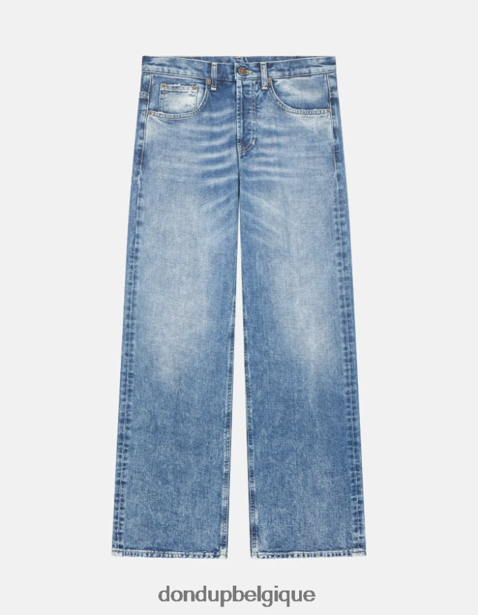 femmes vêtements DONDUP bleu jean large en denim rigide jacklyn 8826D081