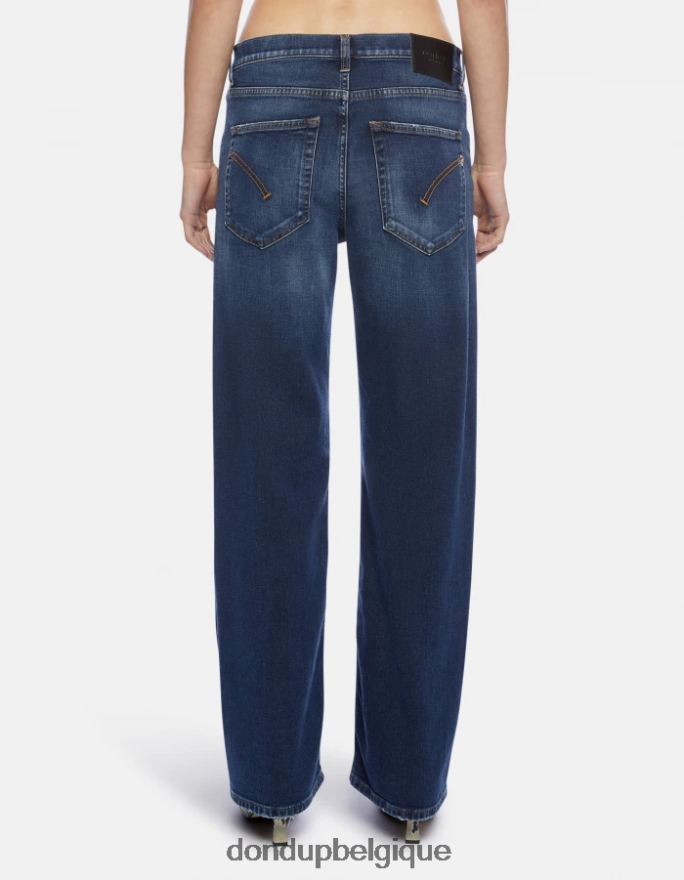 femmes vêtements DONDUP bleu jean large en denim stretch Jacklyn 8826D0100