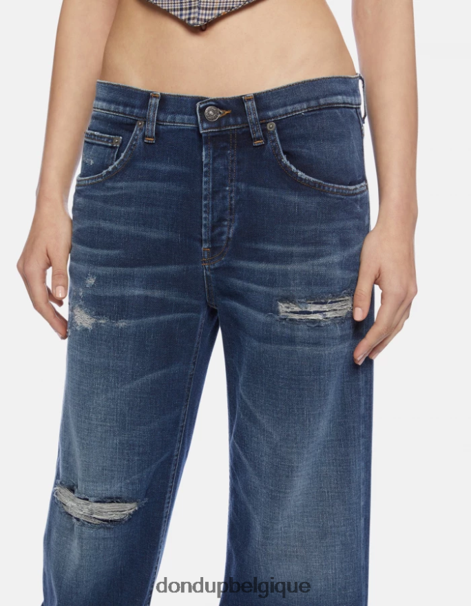 femmes vêtements DONDUP bleu jean large en denim stretch Jacklyn 8826D0100