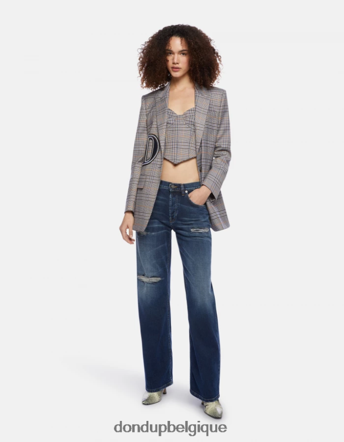 femmes vêtements DONDUP bleu jean large en denim stretch Jacklyn 8826D0100