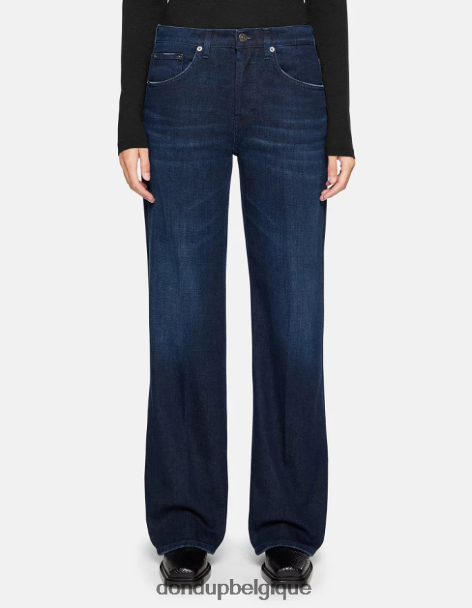 femmes vêtements DONDUP bleu jean large en denim stretch Jacklyn 8826D017
