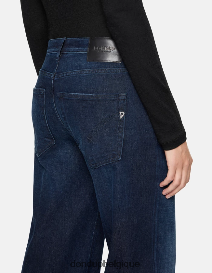 femmes vêtements DONDUP bleu jean large en denim stretch Jacklyn 8826D017