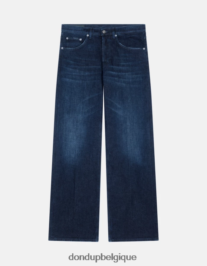 femmes vêtements DONDUP bleu jean large en denim stretch Jacklyn 8826D017