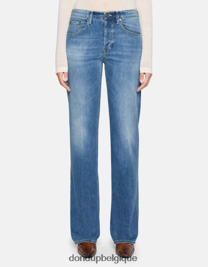 femmes vêtements DONDUP bleu jean large en denim stretch Jacklyn 8826D039