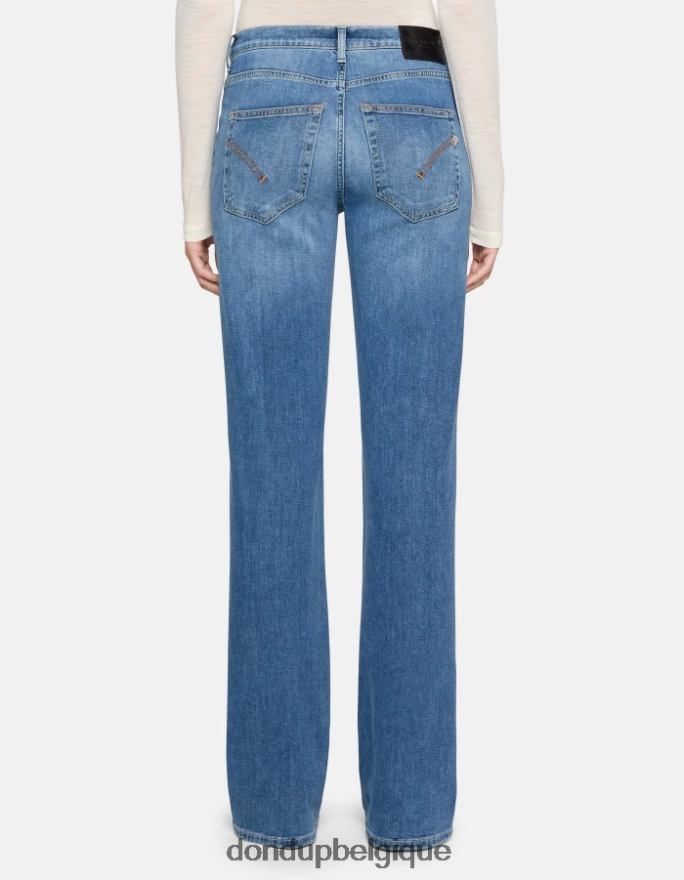 femmes vêtements DONDUP bleu jean large en denim stretch Jacklyn 8826D039