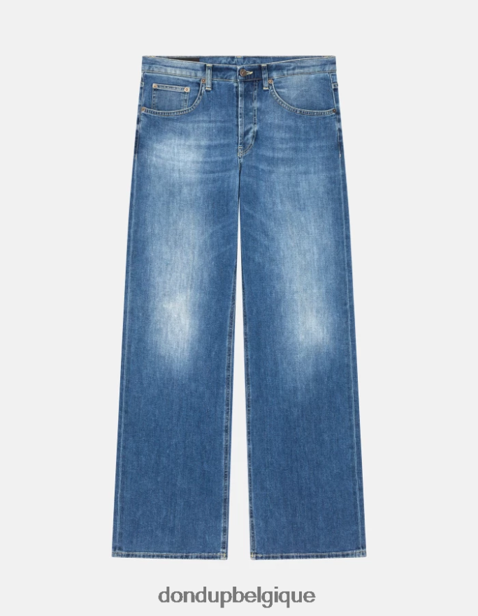 femmes vêtements DONDUP bleu jean large en denim stretch Jacklyn 8826D039