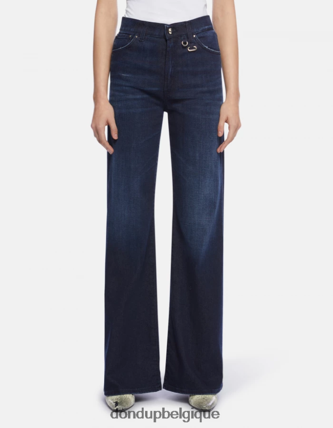 femmes vêtements DONDUP bleu jean large en denim stretch ambre 8826D0101