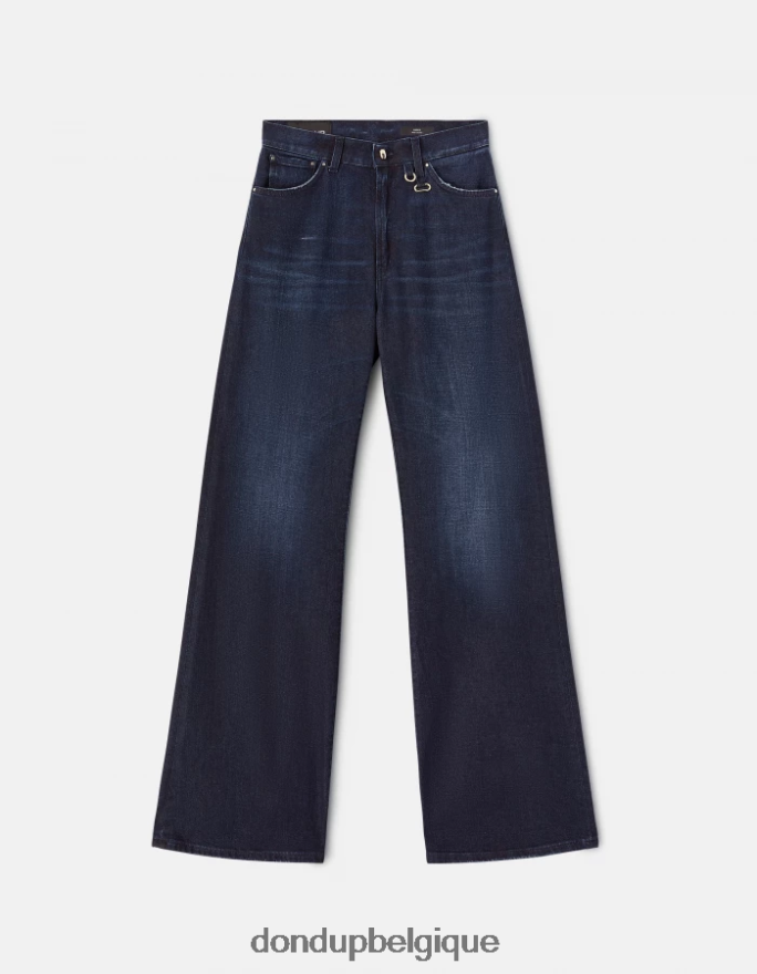 femmes vêtements DONDUP bleu jean large en denim stretch ambre 8826D0101