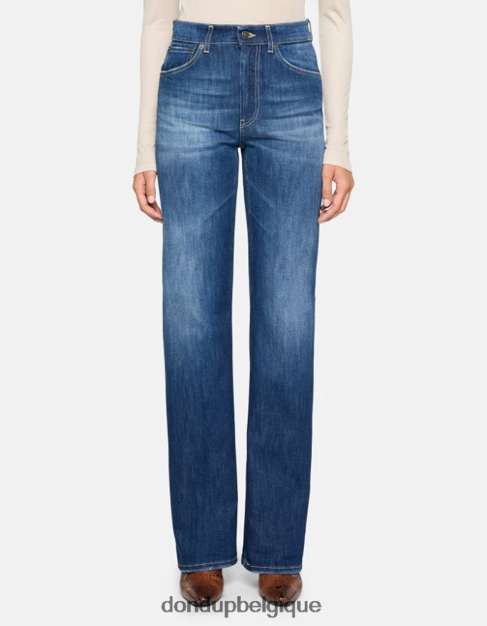 femmes vêtements DONDUP bleu jean large en denim stretch mabel 8826D08