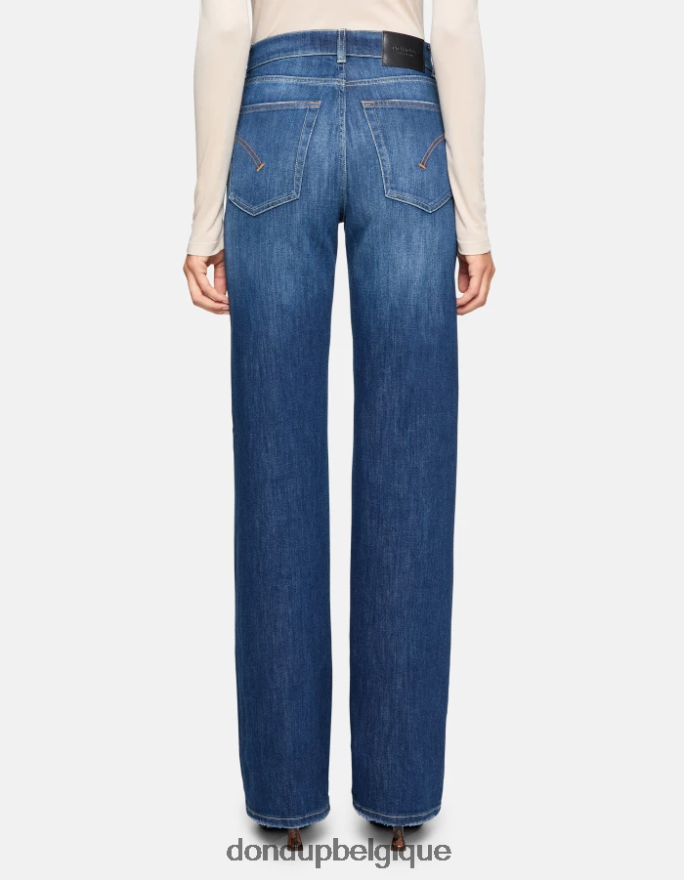 femmes vêtements DONDUP bleu jean large en denim stretch mabel 8826D08