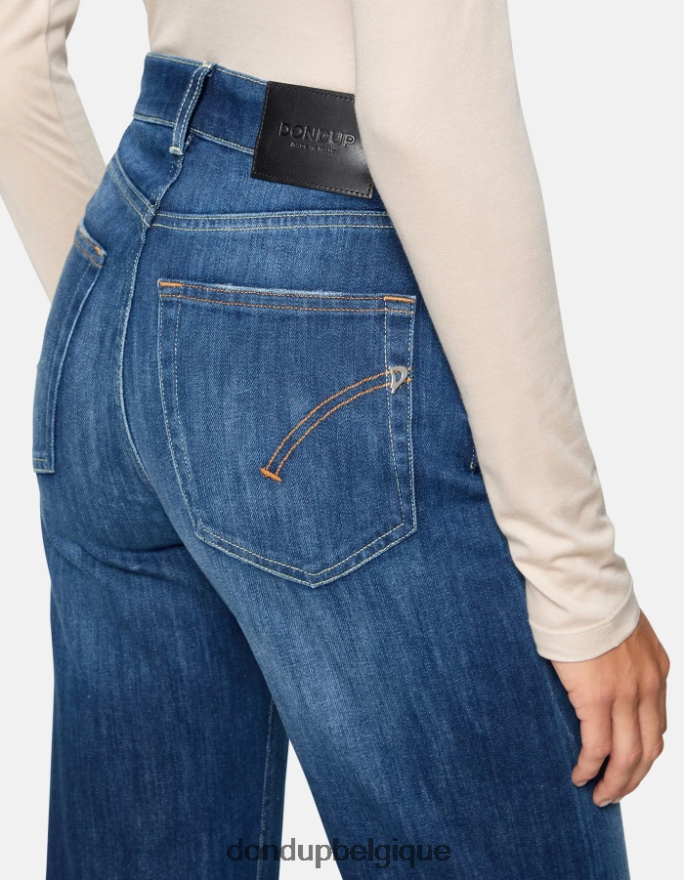 femmes vêtements DONDUP bleu jean large en denim stretch mabel 8826D08