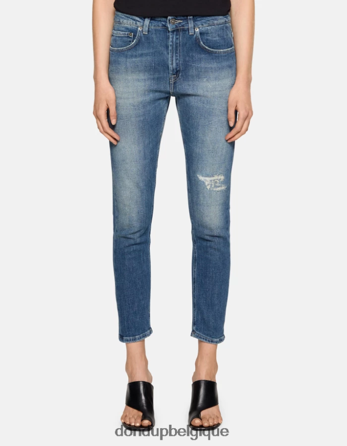 femmes vêtements DONDUP bleu jean mila en denim stretch coupe carotte 8826D027