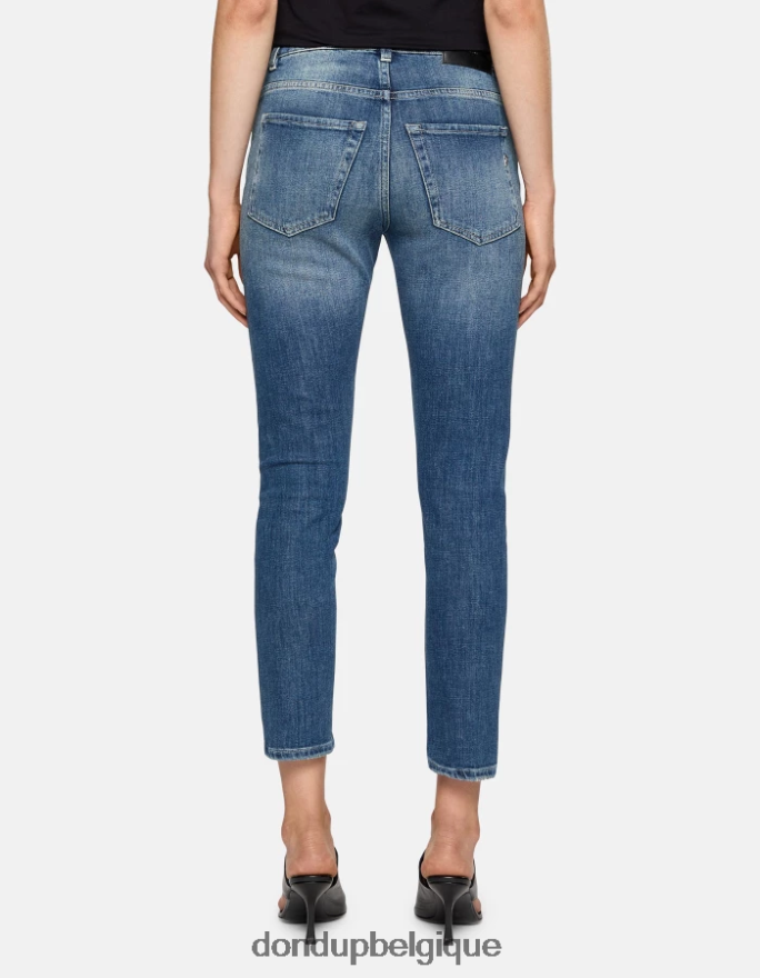 femmes vêtements DONDUP bleu jean mila en denim stretch coupe carotte 8826D027