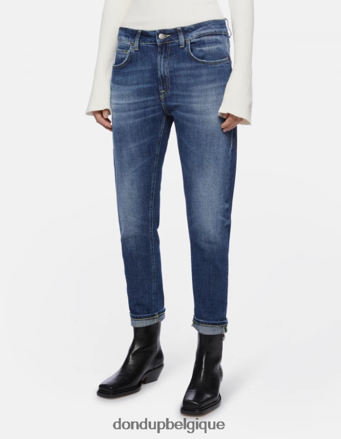femmes vêtements DONDUP bleu jean mila en denim stretch coupe carotte 8826D065